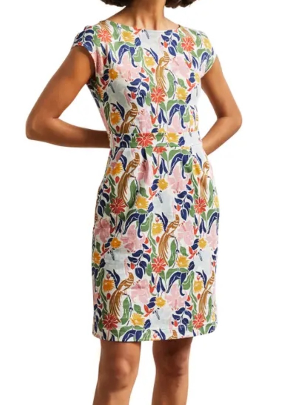 Boden Florrie Floral Jersey Dress In Ivory Oriental Bird size 8 petite